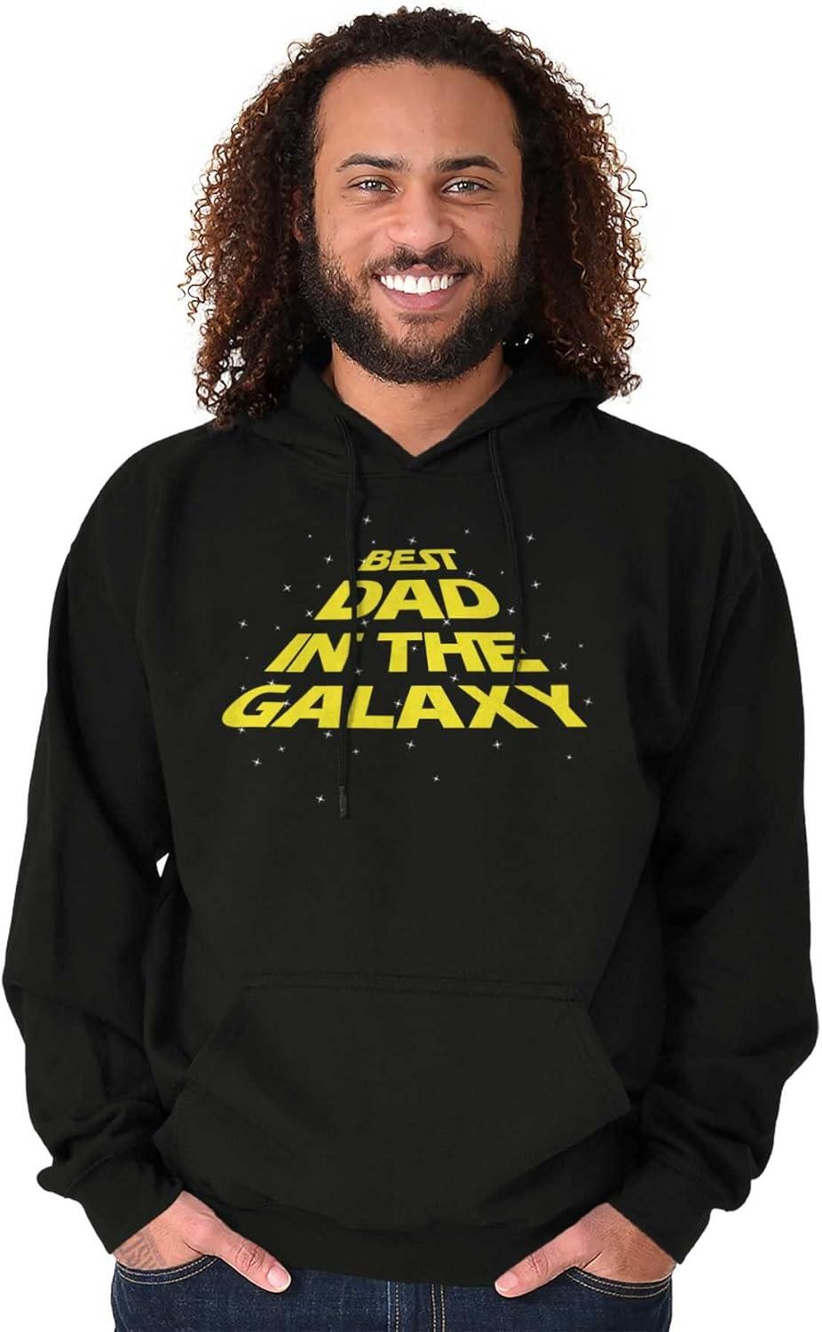 imageBrisco Brands Fathers Day Best Dad in the Galaxy Hoodie Hooded Sweatshirt MenBlack