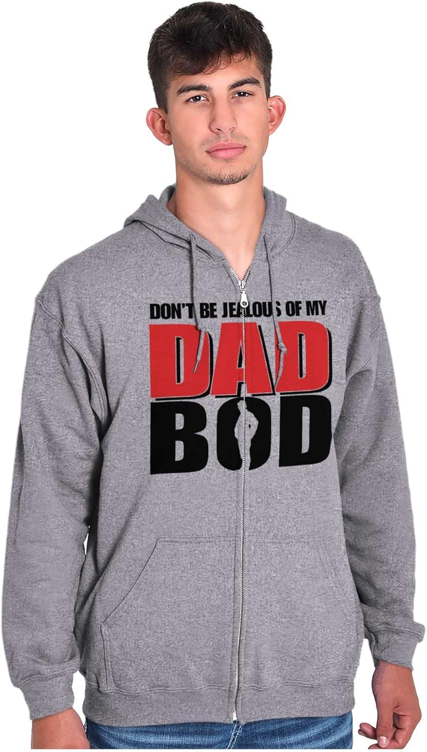 imageBrisco Brands Fathers Day Dont Be Jealous Dad Bod Zip Hoodie Sweatshirt MenSport Grey