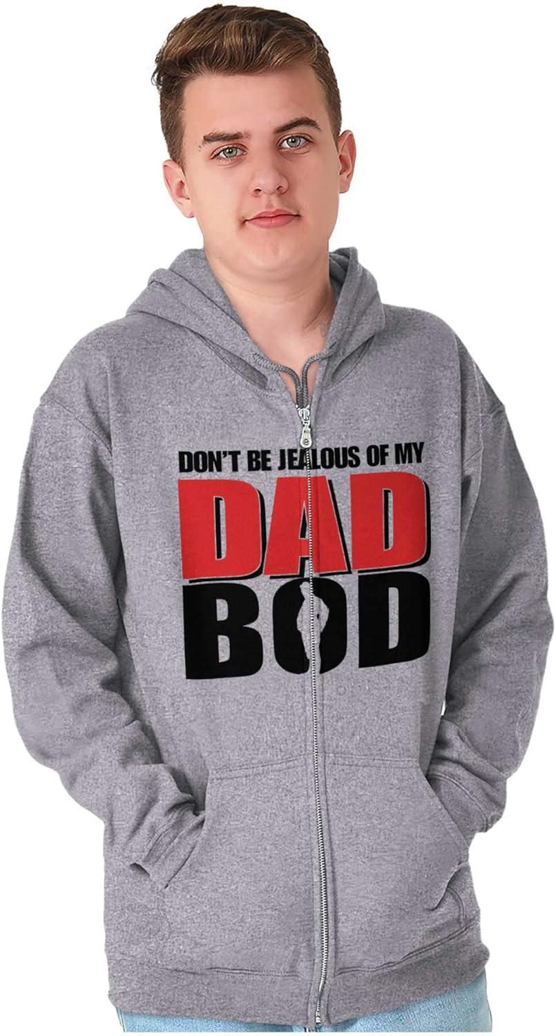 imageBrisco Brands Fathers Day Dont Be Jealous Dad Bod Zip Hoodie Sweatshirt MenSport Grey