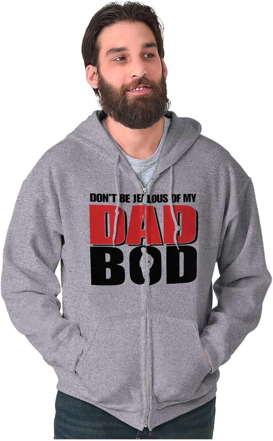 imageBrisco Brands Fathers Day Dont Be Jealous Dad Bod Zip Hoodie Sweatshirt MenSport Grey