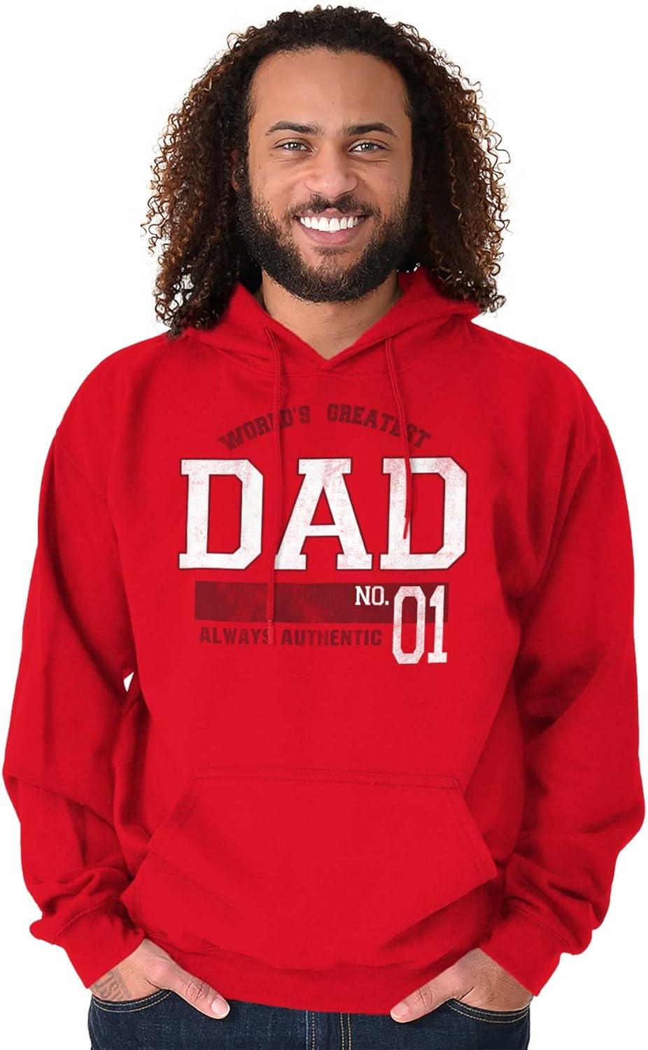 imageBrisco Brands Fathers Day Worlds Greatest Dad No 1 Hoodie Hooded Sweatshirt MenRed