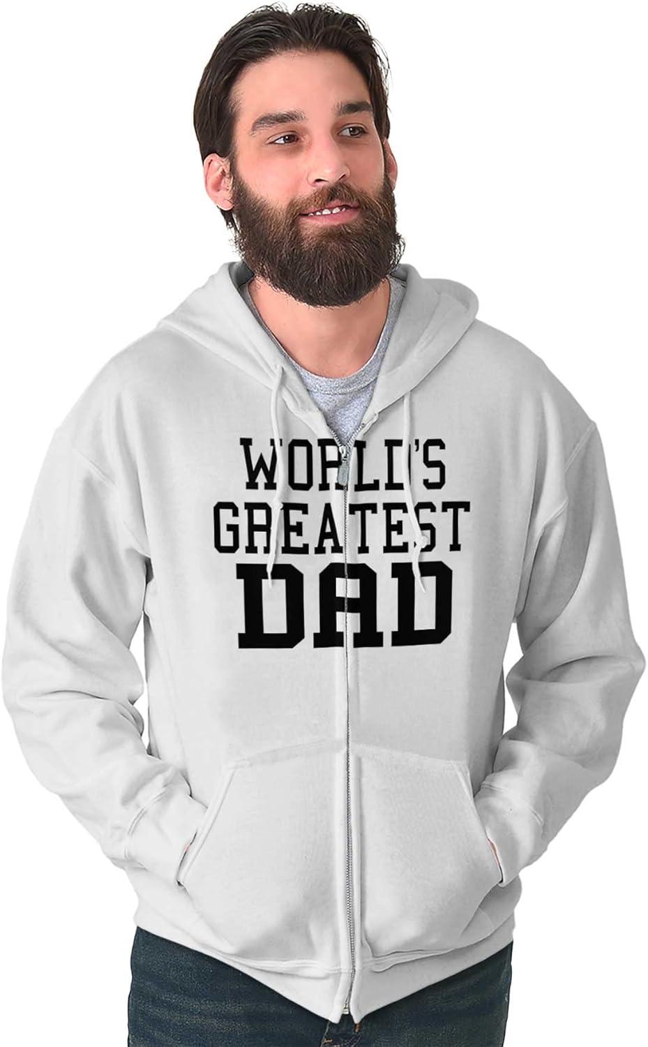 imageBrisco Brands Fathers Day Worlds Greatest Dad Zip Hoodie Sweatshirt MenWhite