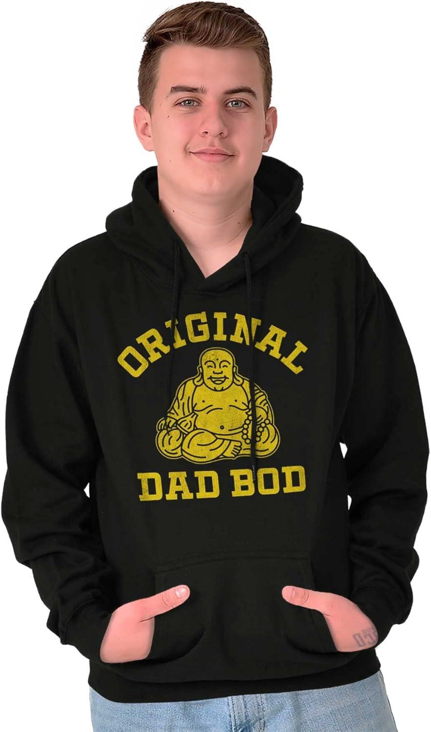 imageBrisco Brands Funny Father Original Dad Bod Buddha Hoodie Hooded Sweatshirt MenBlack