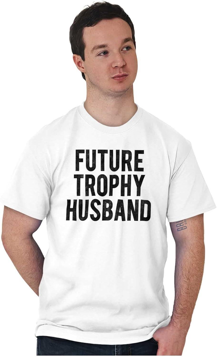 imageBrisco Brands Future Trophy Husband Engagement Mens Graphic T Shirt TeesWhite