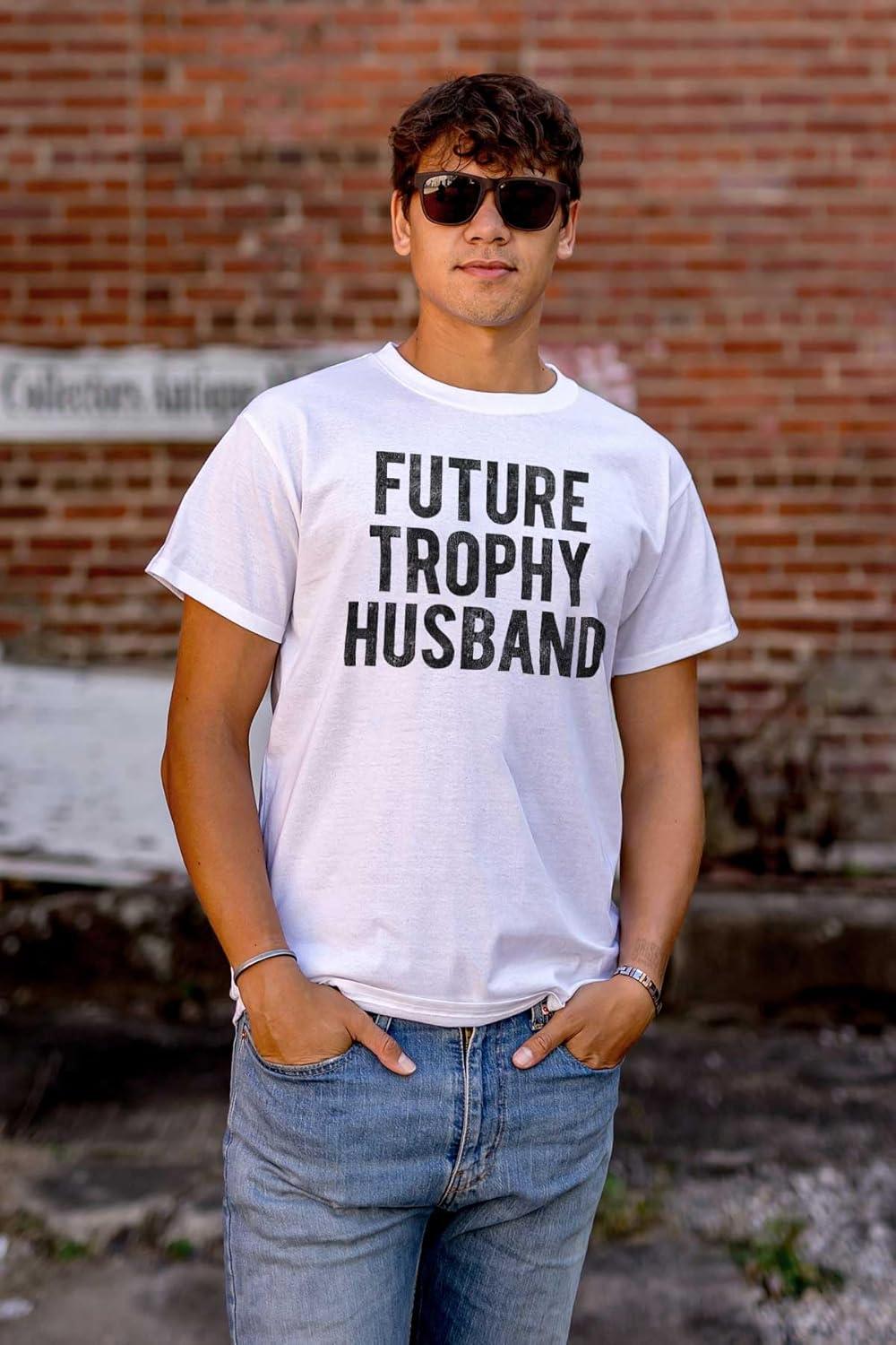 imageBrisco Brands Future Trophy Husband Engagement Mens Graphic T Shirt TeesWhite