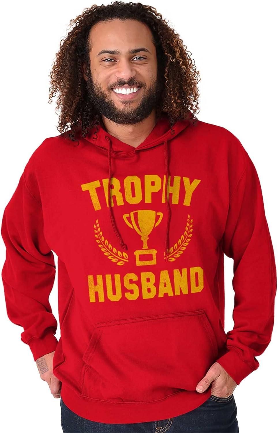 imageBrisco Brands Trophy Husband Best Partner Hubby Hoodie Hooded Sweatshirt MenRed