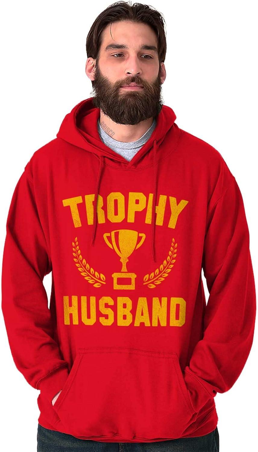 imageBrisco Brands Trophy Husband Best Partner Hubby Hoodie Hooded Sweatshirt MenRed