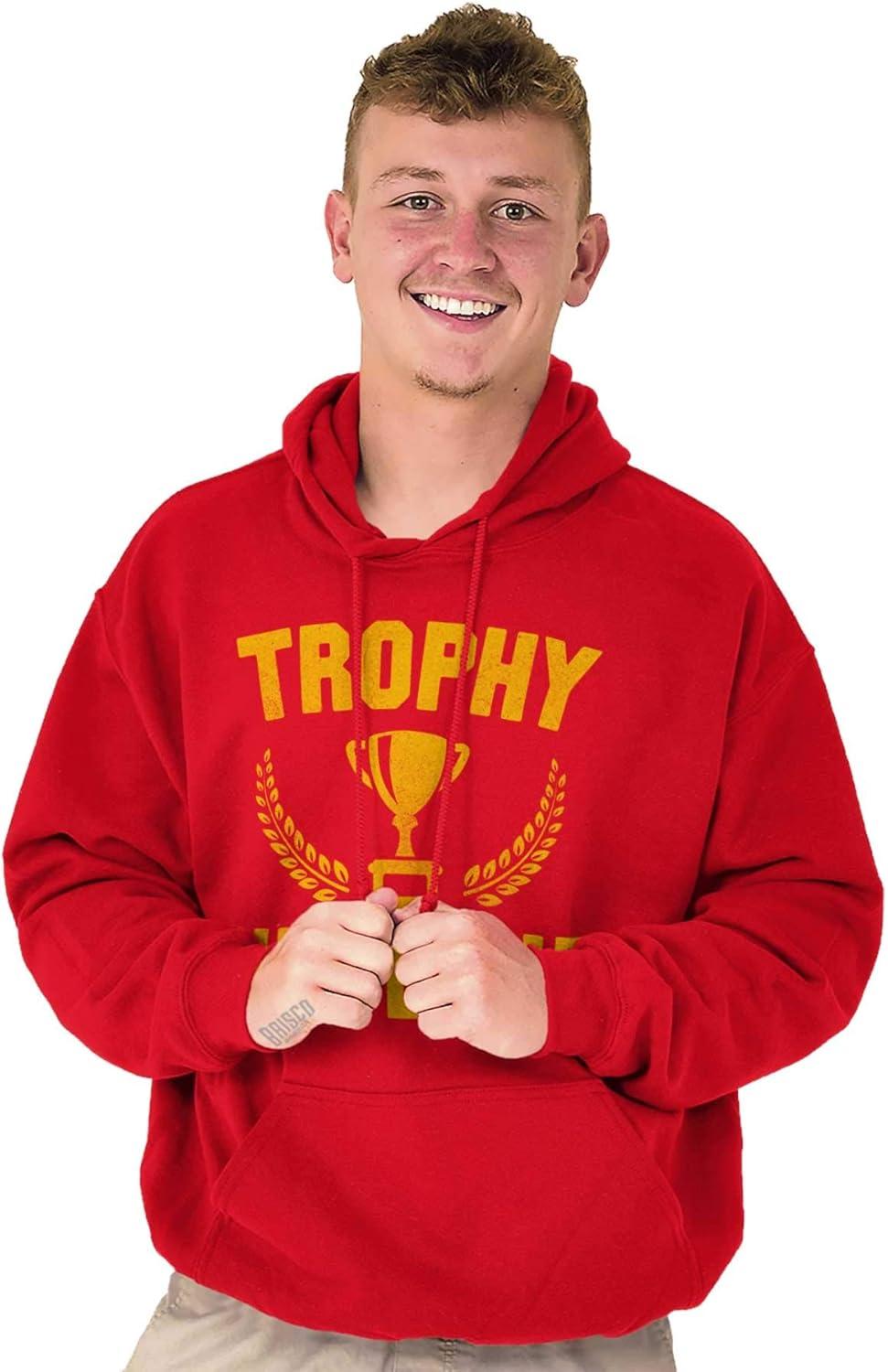 imageBrisco Brands Trophy Husband Best Partner Hubby Hoodie Hooded Sweatshirt MenRed