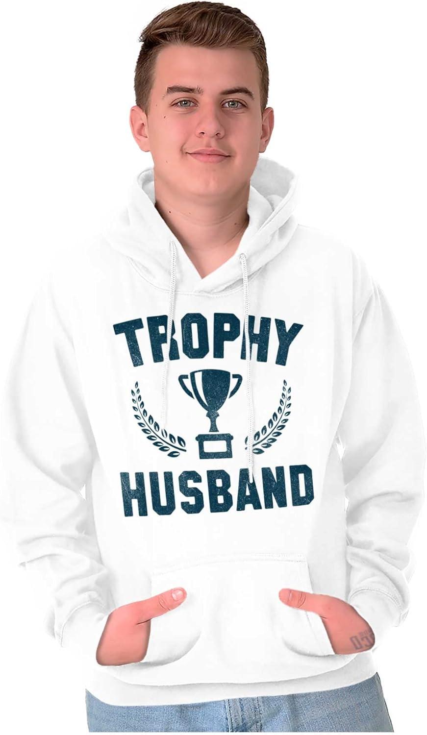imageBrisco Brands Trophy Husband Best Partner Hubby Hoodie Hooded Sweatshirt MenWhite