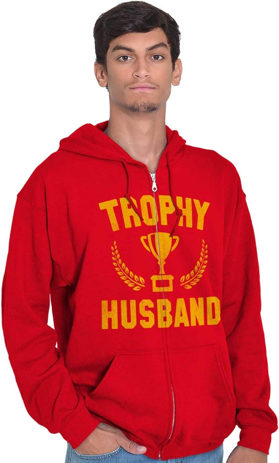 imageBrisco Brands Trophy Husband Best Partner Hubby Zip Hoodie Sweatshirt MenRed