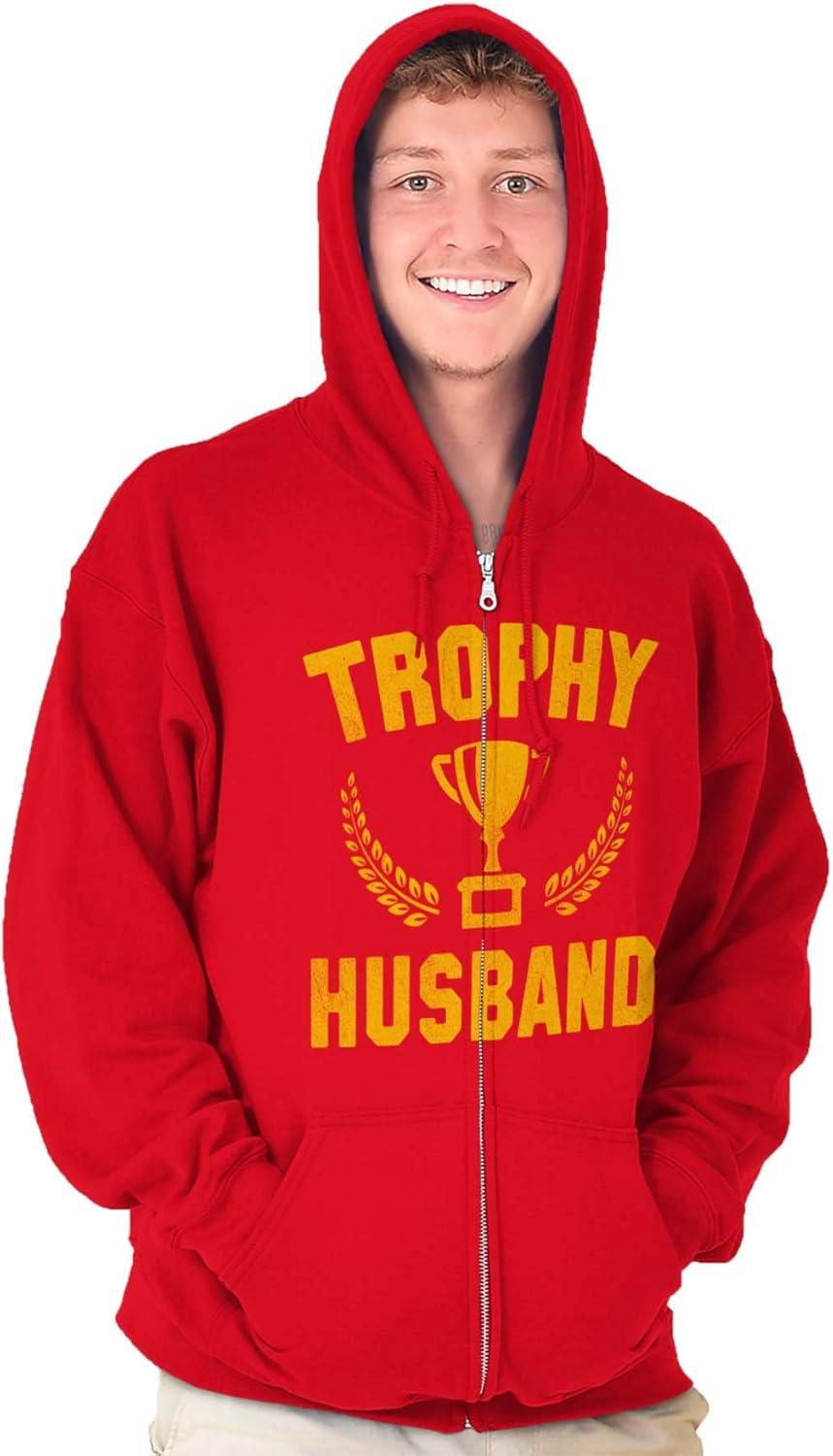 imageBrisco Brands Trophy Husband Best Partner Hubby Zip Hoodie Sweatshirt MenRed