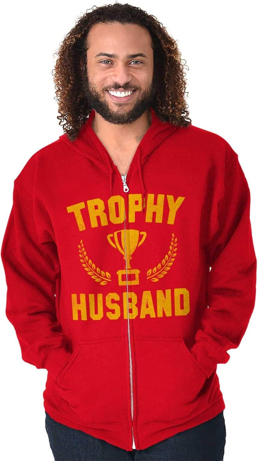 imageBrisco Brands Trophy Husband Best Partner Hubby Zip Hoodie Sweatshirt MenRed