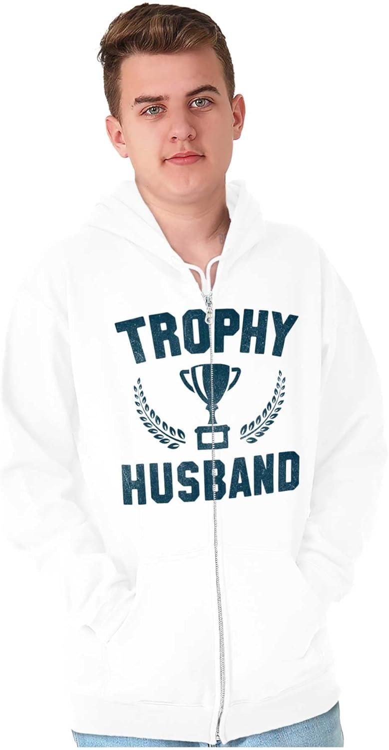 imageBrisco Brands Trophy Husband Best Partner Hubby Zip Hoodie Sweatshirt MenWhite
