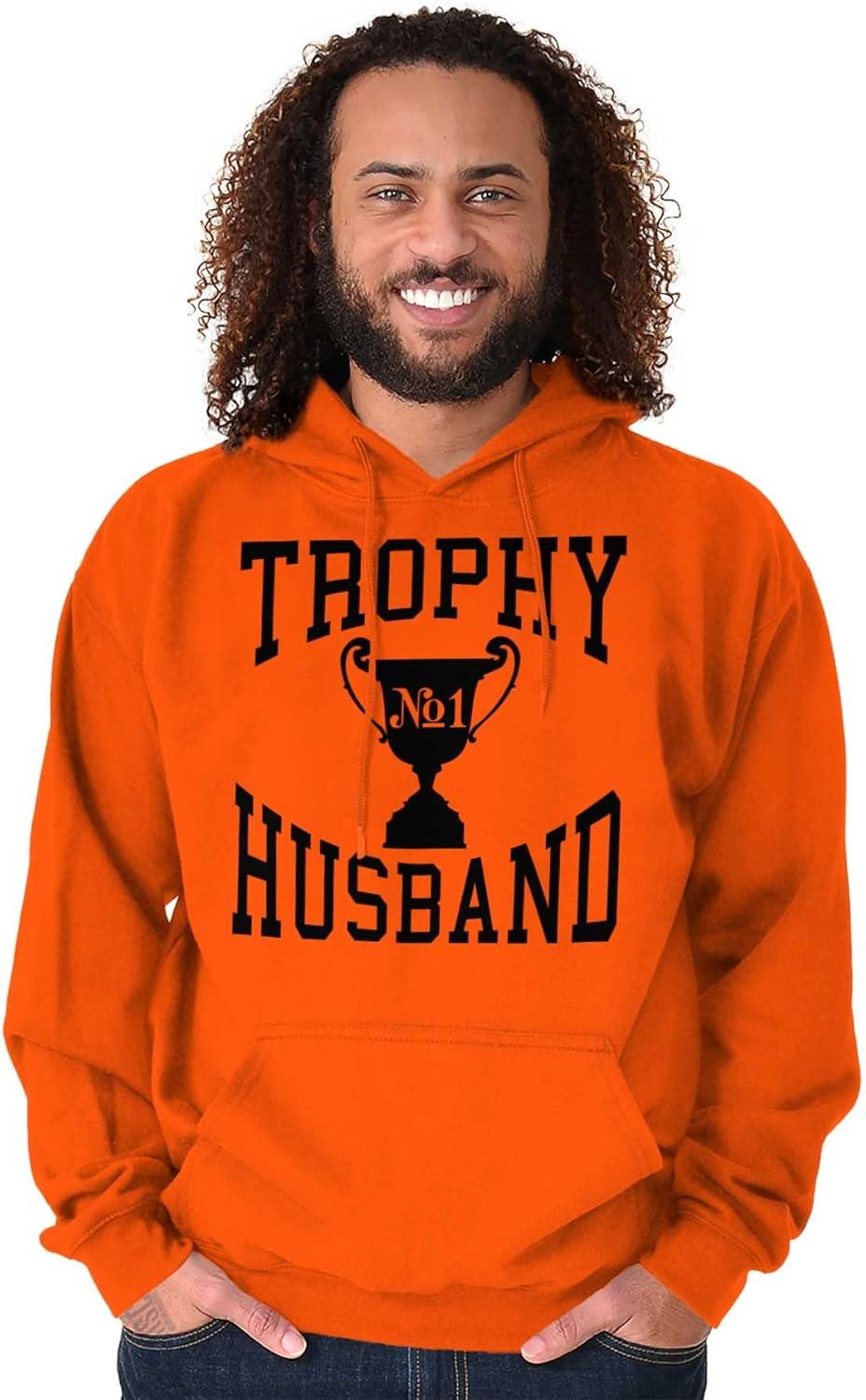 imageBrisco Brands Trophy Husband No 1 Hubby Award Hoodie Hooded Sweatshirt MenOrange