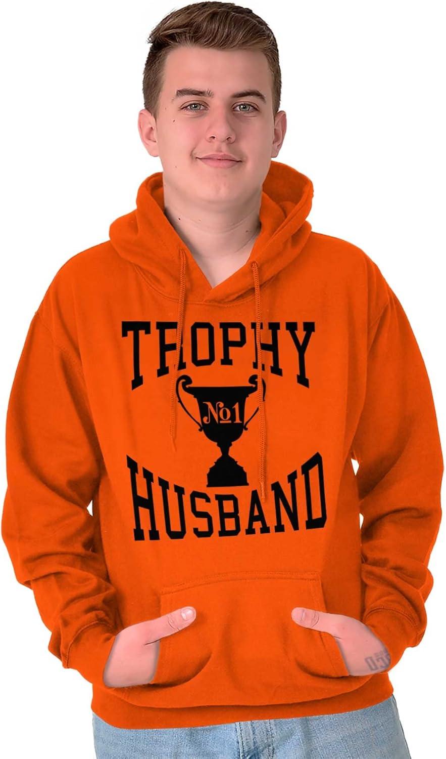 imageBrisco Brands Trophy Husband No 1 Hubby Award Hoodie Hooded Sweatshirt MenOrange