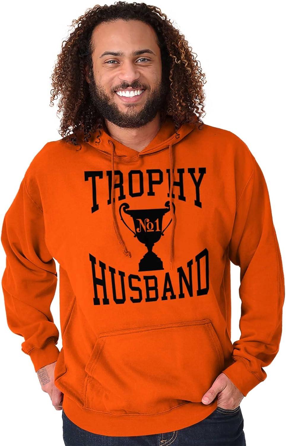 imageBrisco Brands Trophy Husband No 1 Hubby Award Hoodie Hooded Sweatshirt MenOrange