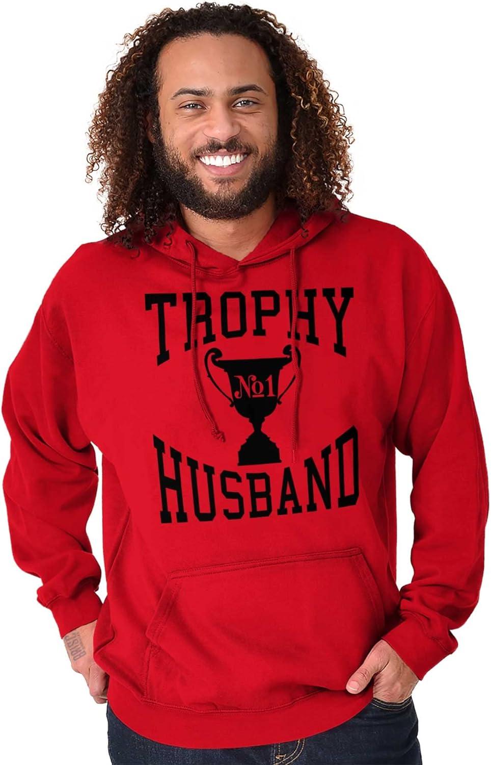 imageBrisco Brands Trophy Husband No 1 Hubby Award Hoodie Hooded Sweatshirt MenRed
