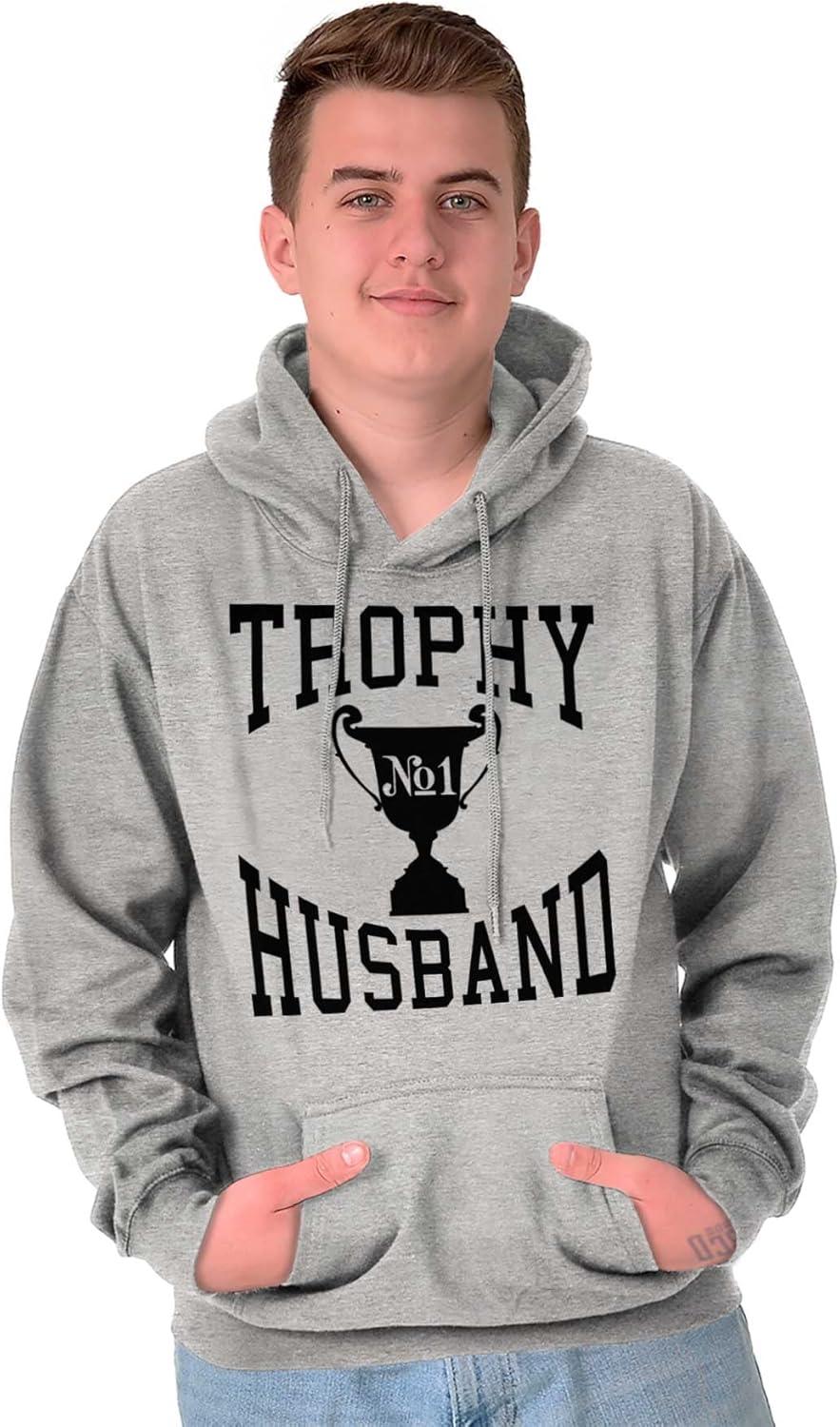 imageBrisco Brands Trophy Husband No 1 Hubby Award Hoodie Hooded Sweatshirt MenSport Grey