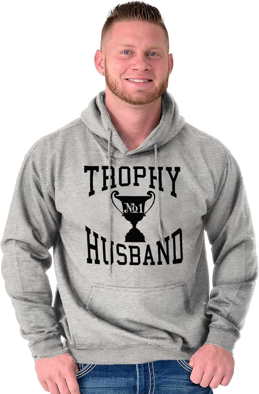 imageBrisco Brands Trophy Husband No 1 Hubby Award Hoodie Hooded Sweatshirt MenSport Grey