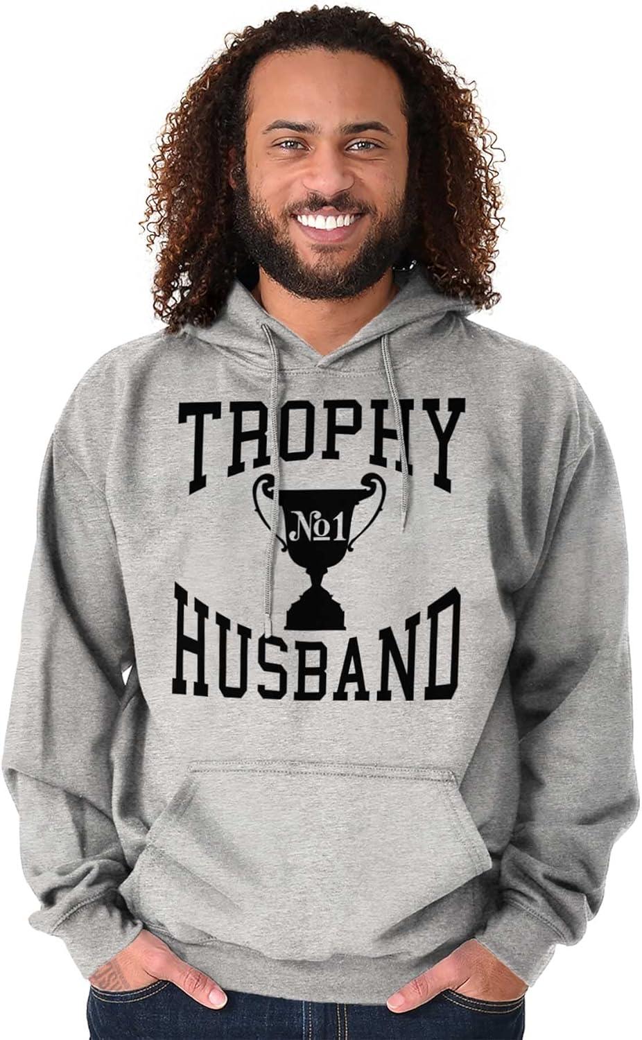 imageBrisco Brands Trophy Husband No 1 Hubby Award Hoodie Hooded Sweatshirt MenSport Grey