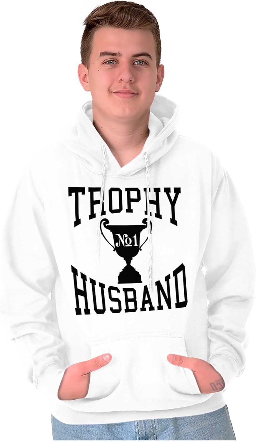 imageBrisco Brands Trophy Husband No 1 Hubby Award Hoodie Hooded Sweatshirt MenWhite