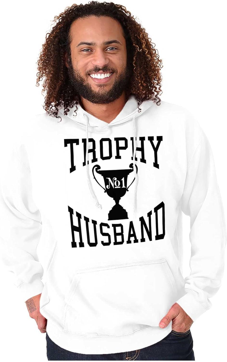 imageBrisco Brands Trophy Husband No 1 Hubby Award Hoodie Hooded Sweatshirt MenWhite