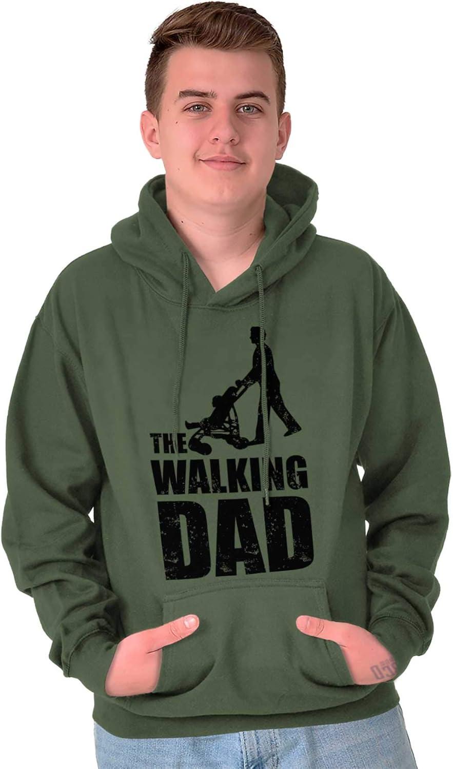 imageBrisco Brands Walking Dad Nerdy Zombie Movie Lover Hoodie Hooded Sweatshirt MenMilitary Green