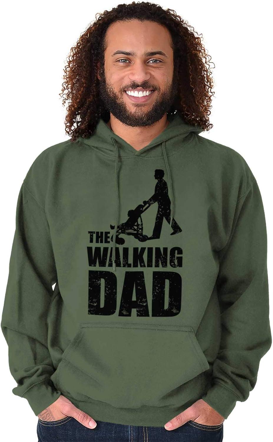 imageBrisco Brands Walking Dad Nerdy Zombie Movie Lover Hoodie Hooded Sweatshirt MenMilitary Green