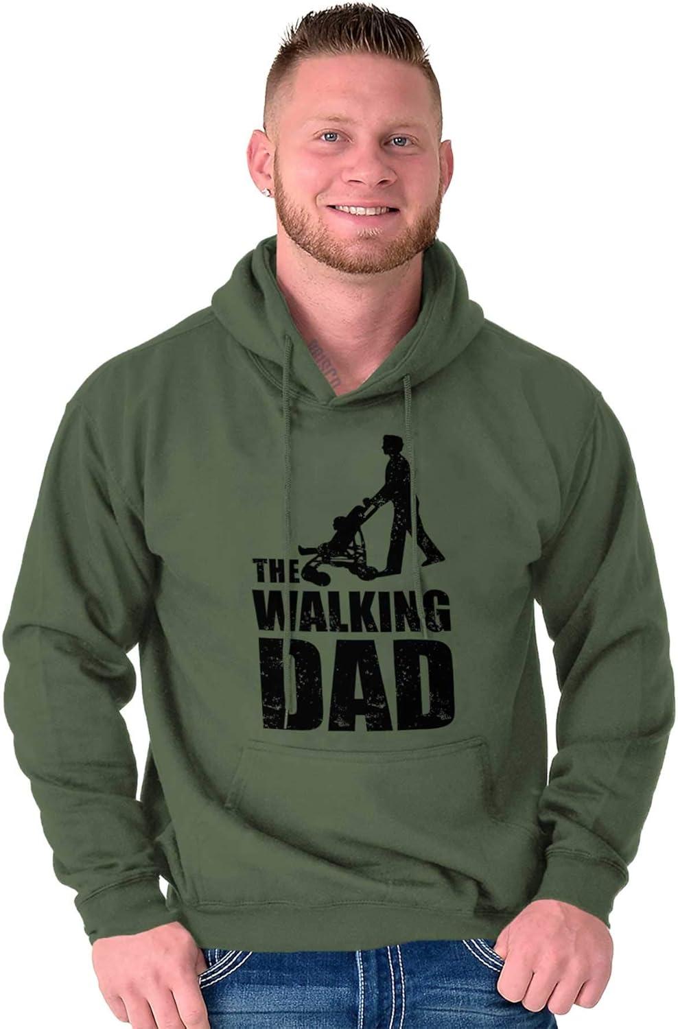 imageBrisco Brands Walking Dad Nerdy Zombie Movie Lover Hoodie Hooded Sweatshirt MenMilitary Green