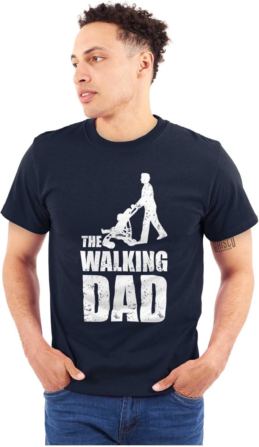 imageBrisco Brands Walking Dad Nerdy Zombie Movie Lover Mens Graphic T Shirt TeesNavy