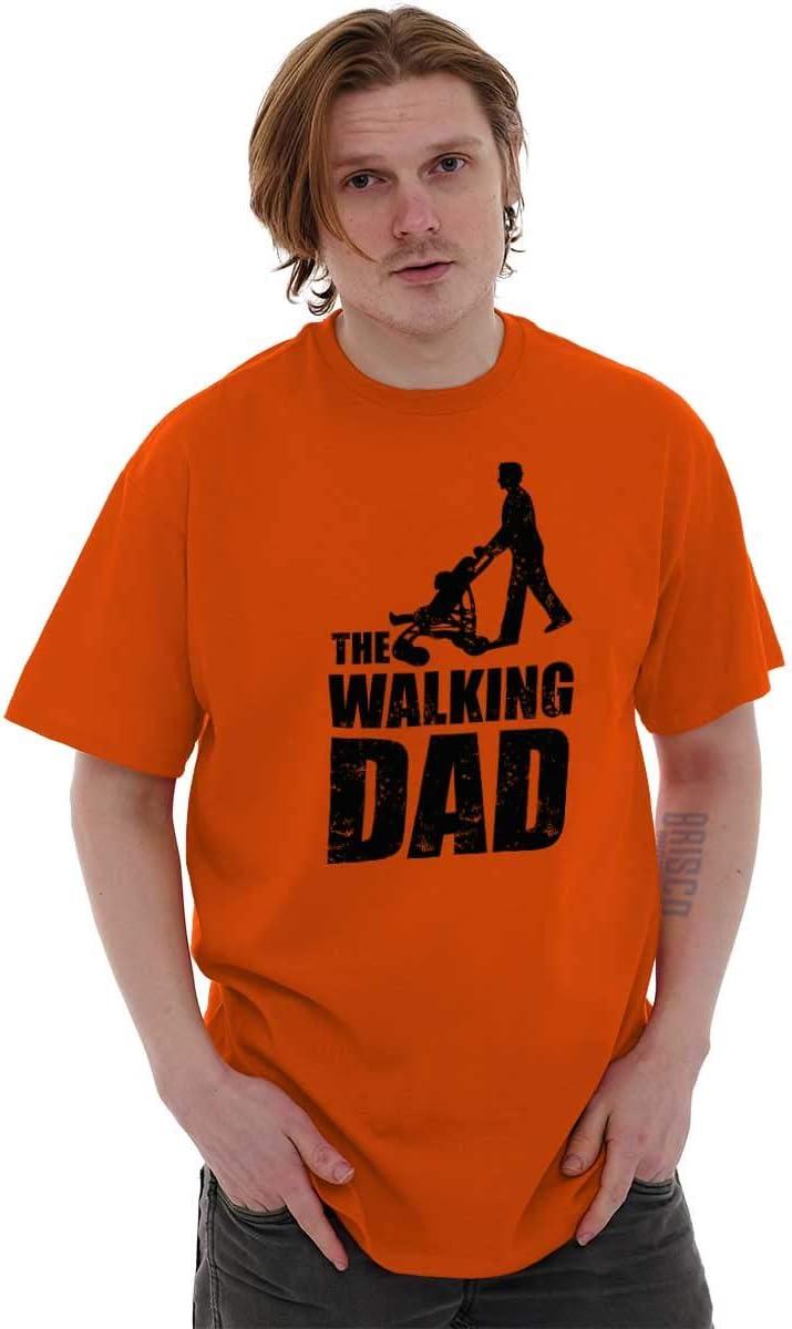 imageBrisco Brands Walking Dad Nerdy Zombie Movie Lover Mens Graphic T Shirt TeesOrange