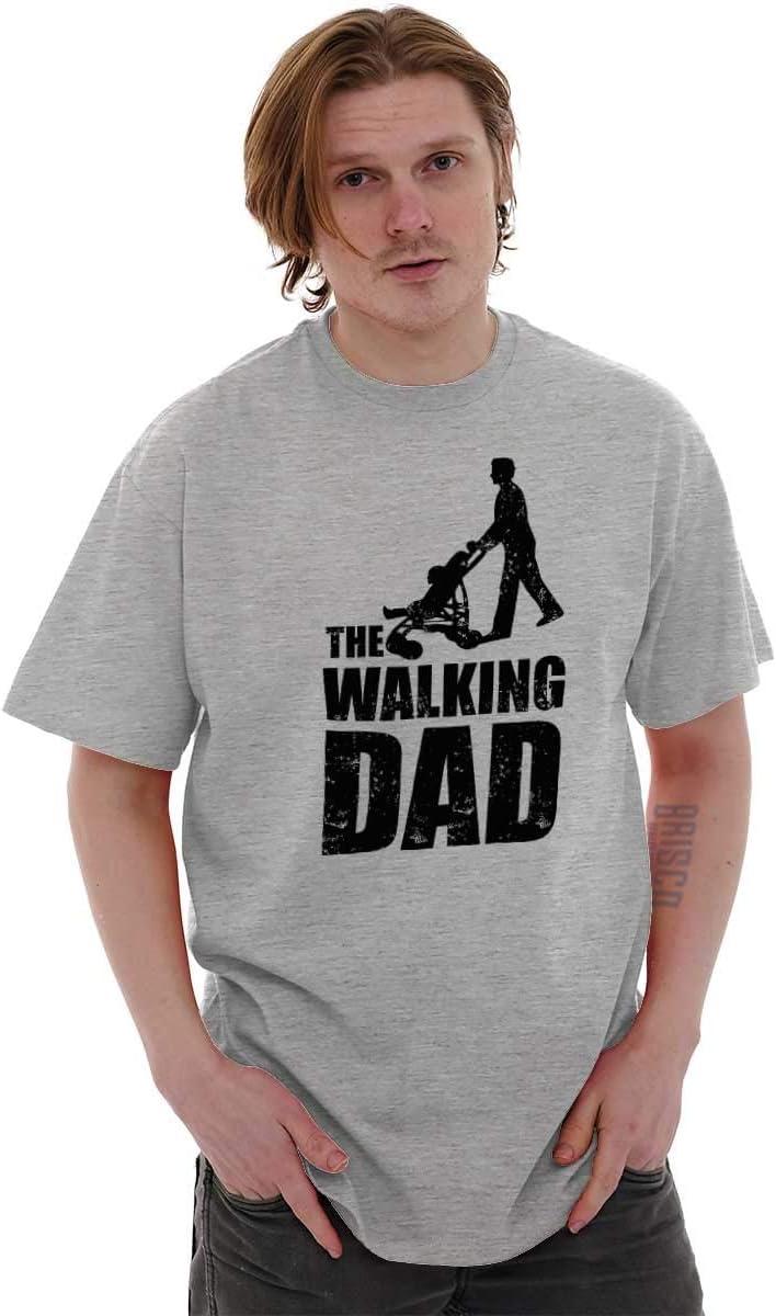 imageBrisco Brands Walking Dad Nerdy Zombie Movie Lover Mens Graphic T Shirt TeesSport Grey