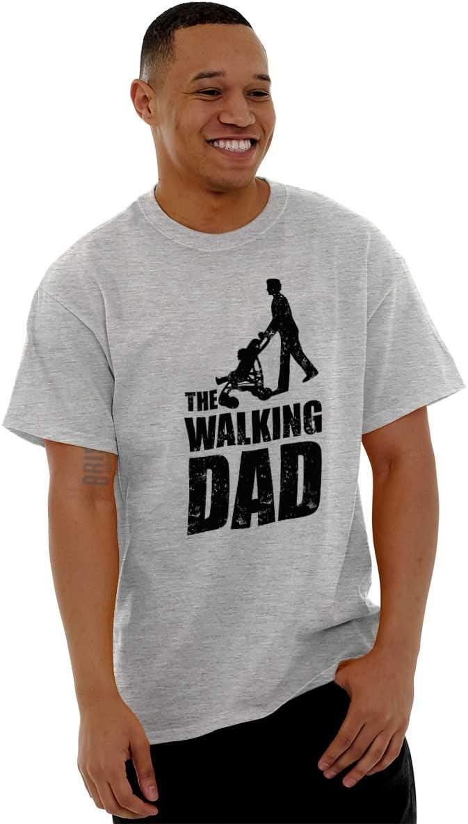 imageBrisco Brands Walking Dad Nerdy Zombie Movie Lover Mens Graphic T Shirt TeesSport Grey
