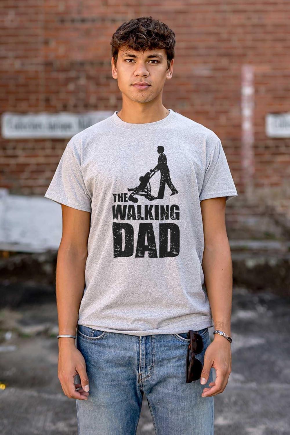 imageBrisco Brands Walking Dad Nerdy Zombie Movie Lover Mens Graphic T Shirt TeesSport Grey
