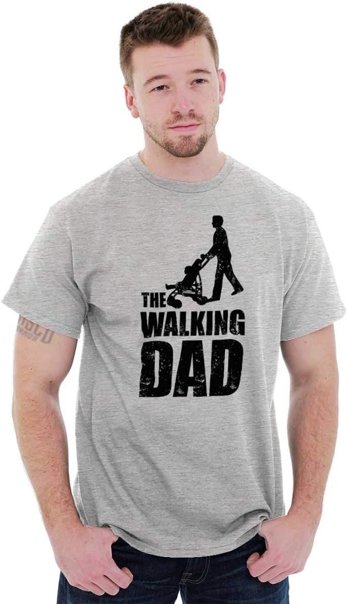 imageBrisco Brands Walking Dad Nerdy Zombie Movie Lover Mens Graphic T Shirt TeesSport Grey
