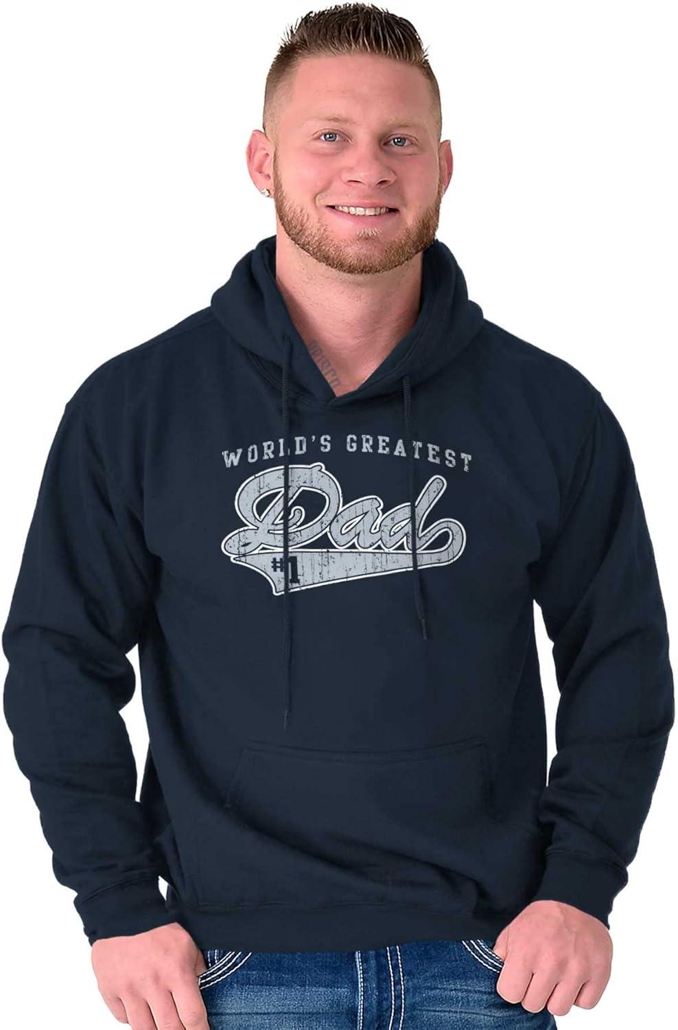 imageBrisco Brands Worlds Greatest Dad Number 1 Father Hoodie Hooded Sweatshirt MenNavy