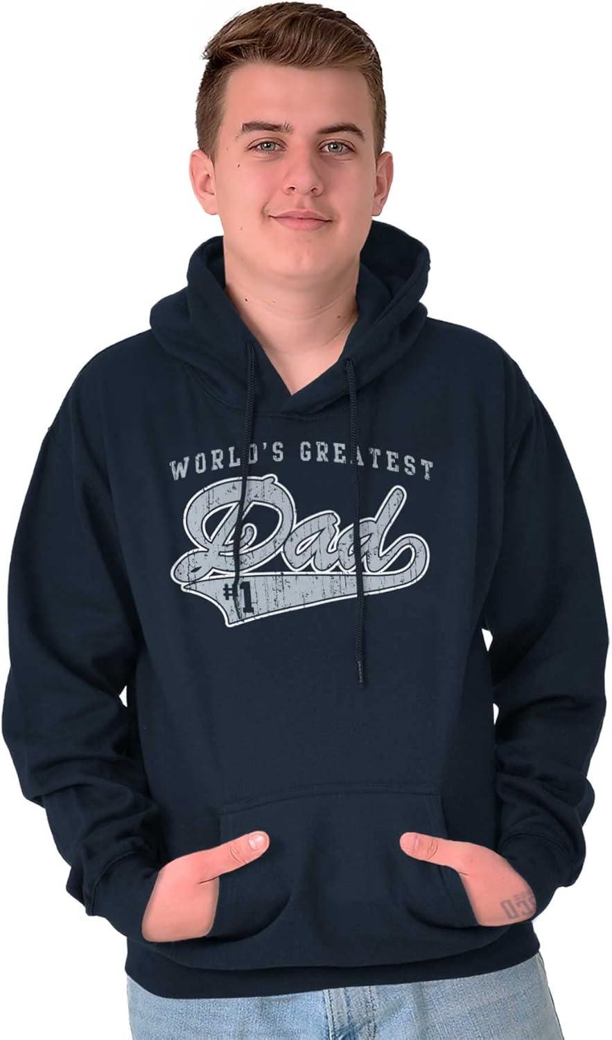 imageBrisco Brands Worlds Greatest Dad Number 1 Father Hoodie Hooded Sweatshirt MenNavy