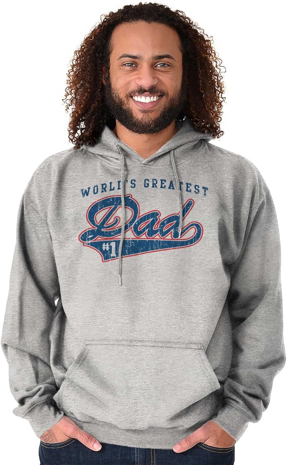 imageBrisco Brands Worlds Greatest Dad Number 1 Father Hoodie Hooded Sweatshirt MenSport Grey