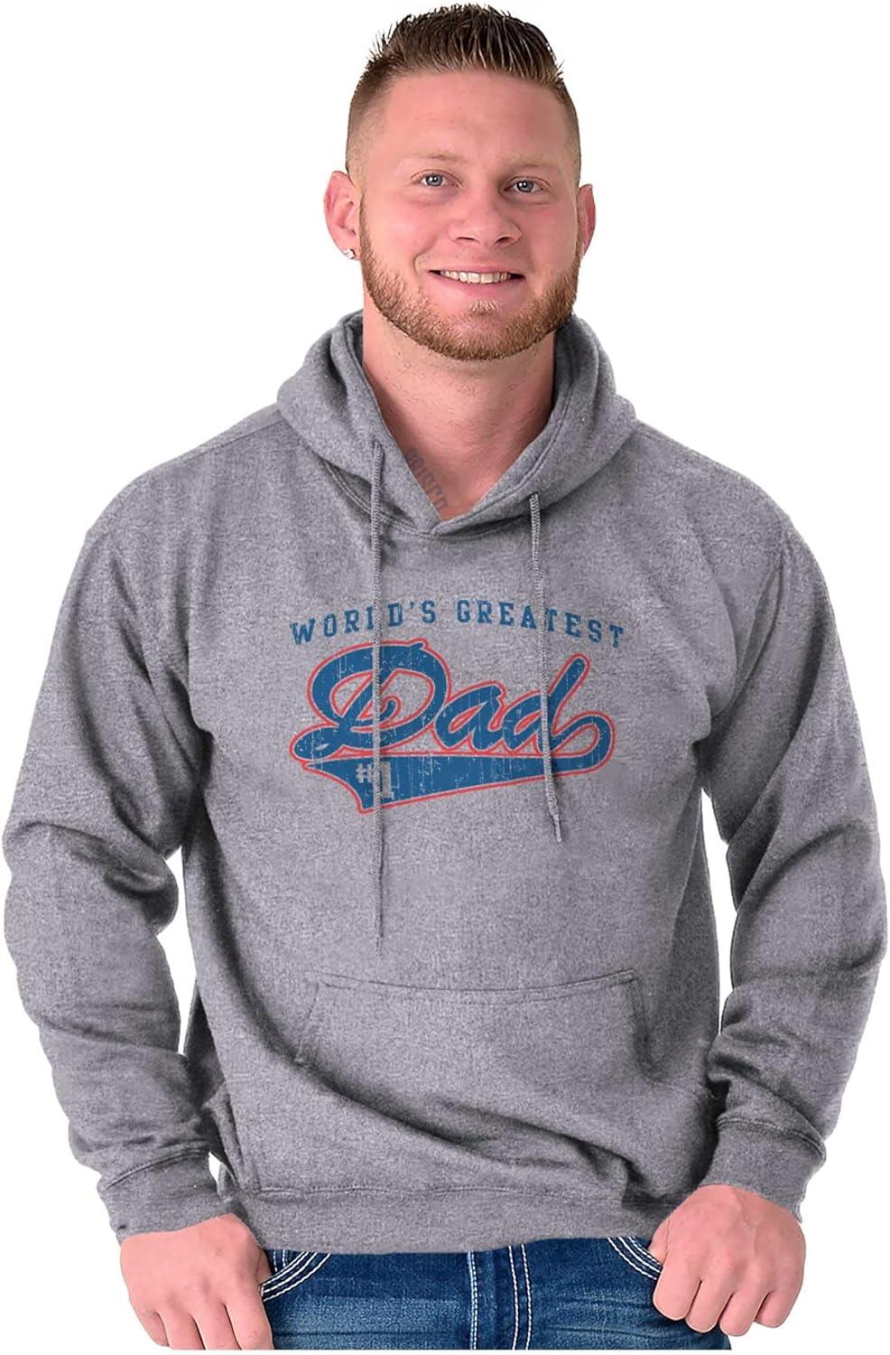 imageBrisco Brands Worlds Greatest Dad Number 1 Father Hoodie Hooded Sweatshirt MenSport Grey