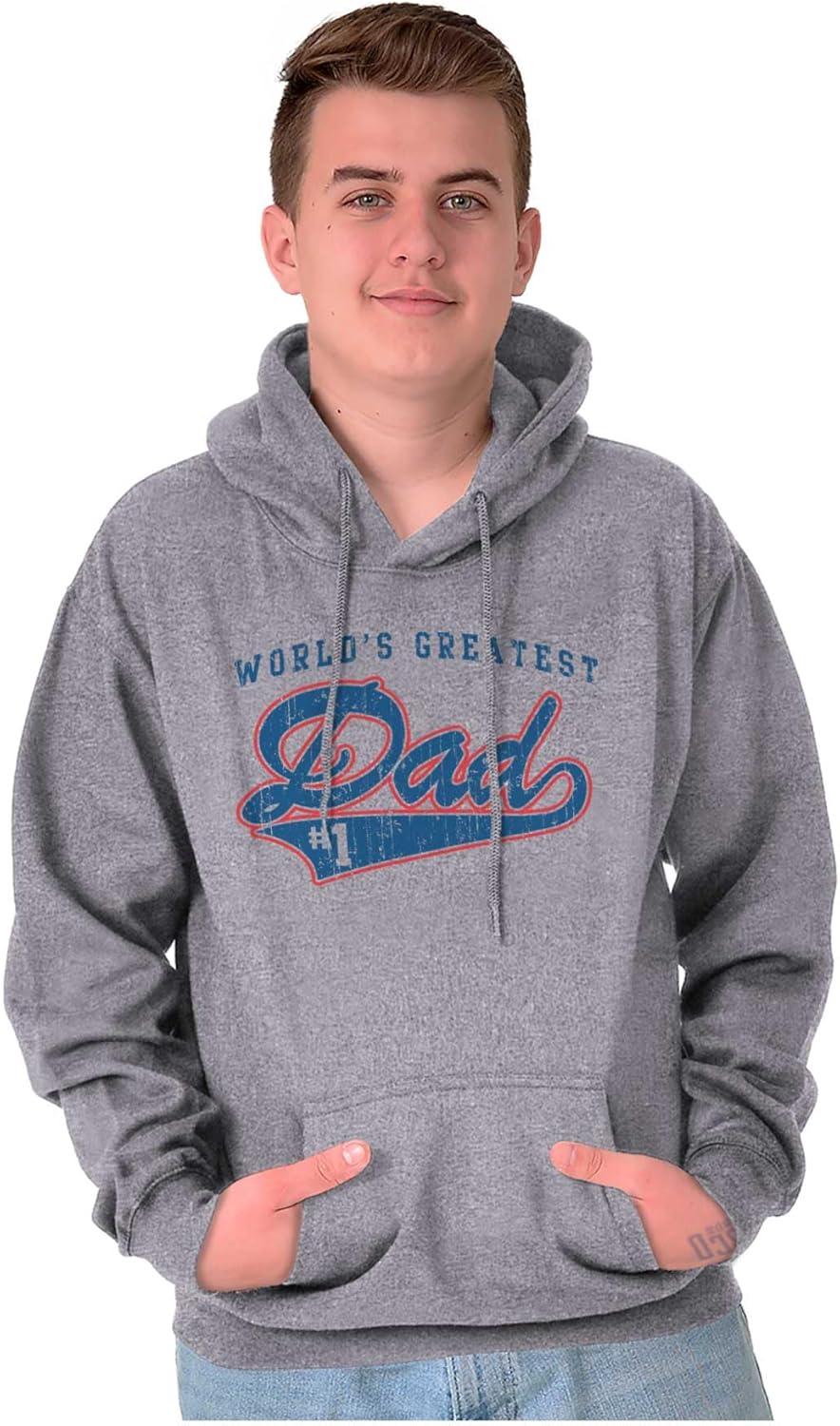 imageBrisco Brands Worlds Greatest Dad Number 1 Father Hoodie Hooded Sweatshirt MenSport Grey