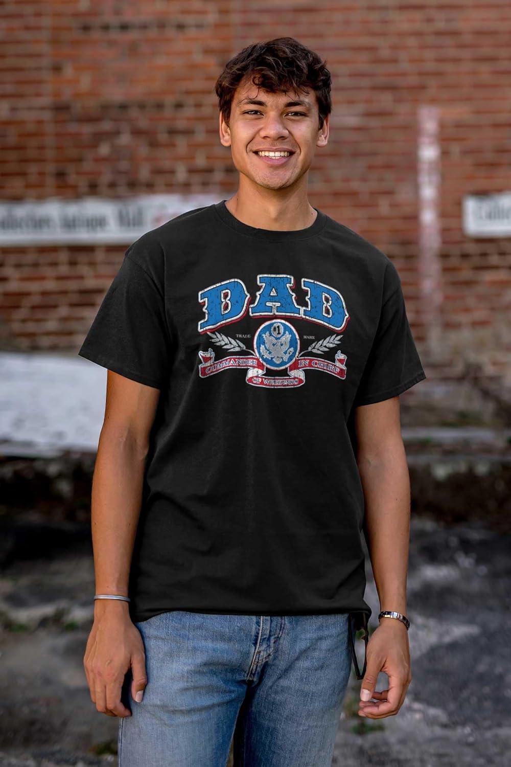 imageFathers Day Commander in Chief Dad Mens Graphic T Shirt TeesBlack