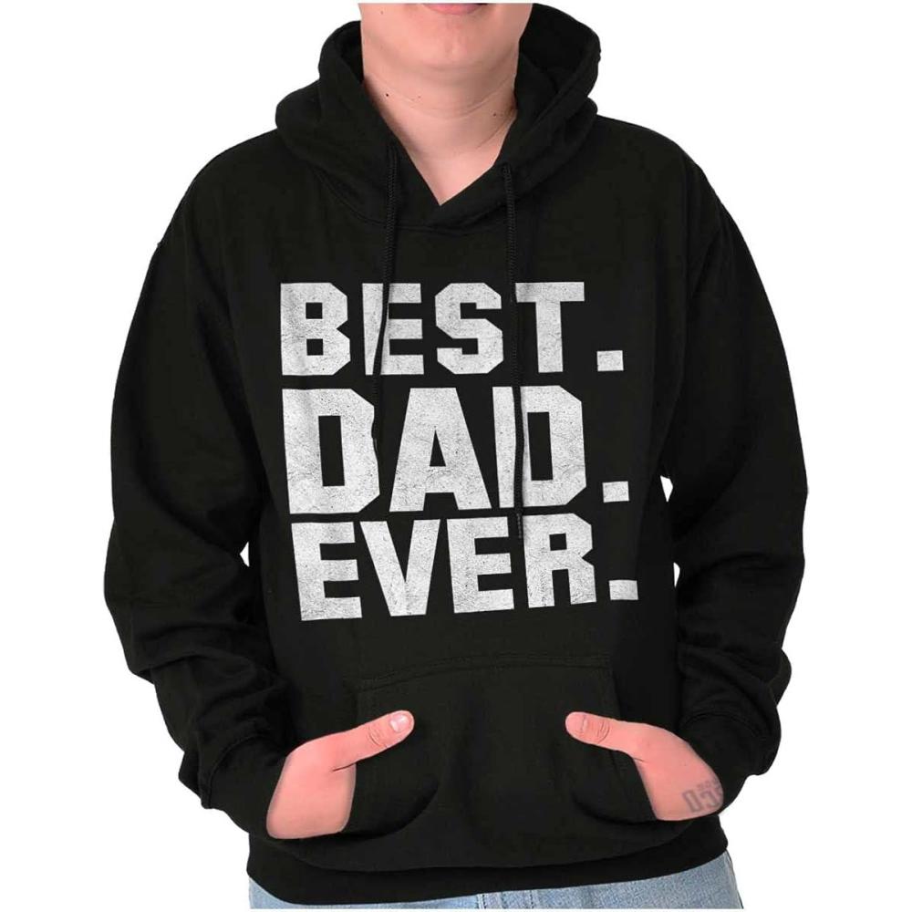 imageBrisco Brands Best Dad Ever Worlds Coolest Father Hoodie Hooded Sweatshirt MenBlack