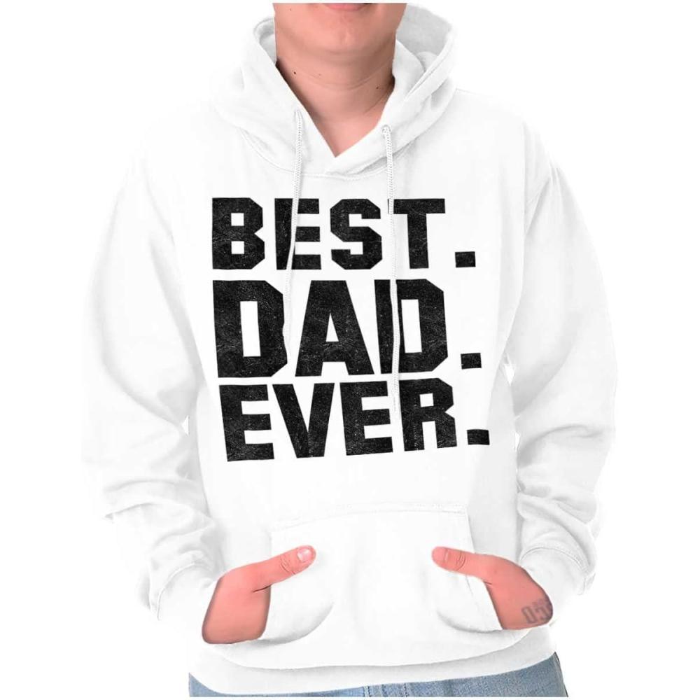 imageBrisco Brands Best Dad Ever Worlds Coolest Father Hoodie Hooded Sweatshirt MenWhite