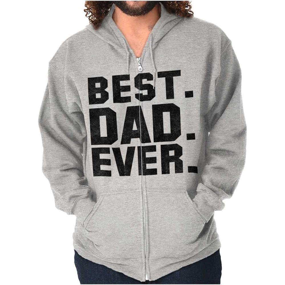 imageBrisco Brands Best Dad Ever Worlds Coolest Father Zip Hoodie Sweatshirt MenSport Grey