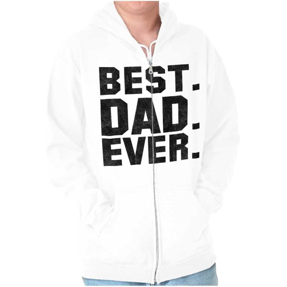 imageBrisco Brands Best Dad Ever Worlds Coolest Father Zip Hoodie Sweatshirt MenWhite