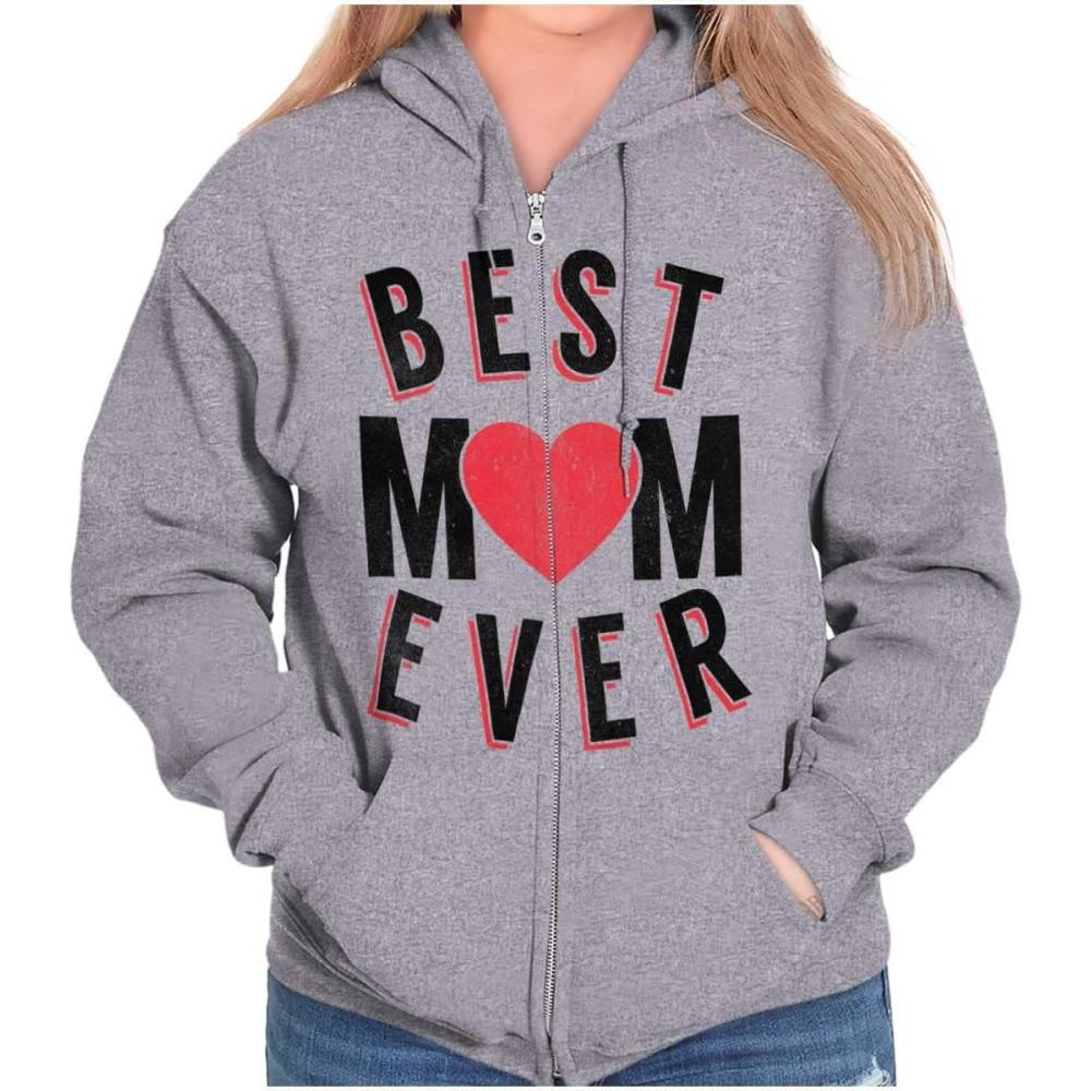 imageBrisco Brands Best Mom Ever Worlds Mothers Day Love Zip Hoodie Sweatshirt WomenSport Grey