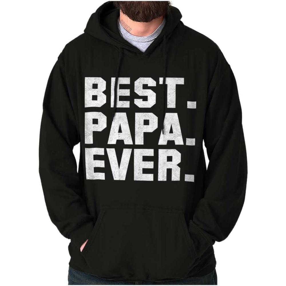 imageBrisco Brands Best Papa Ever Worlds Coolest Father Hoodie Hooded Sweatshirt MenBlack