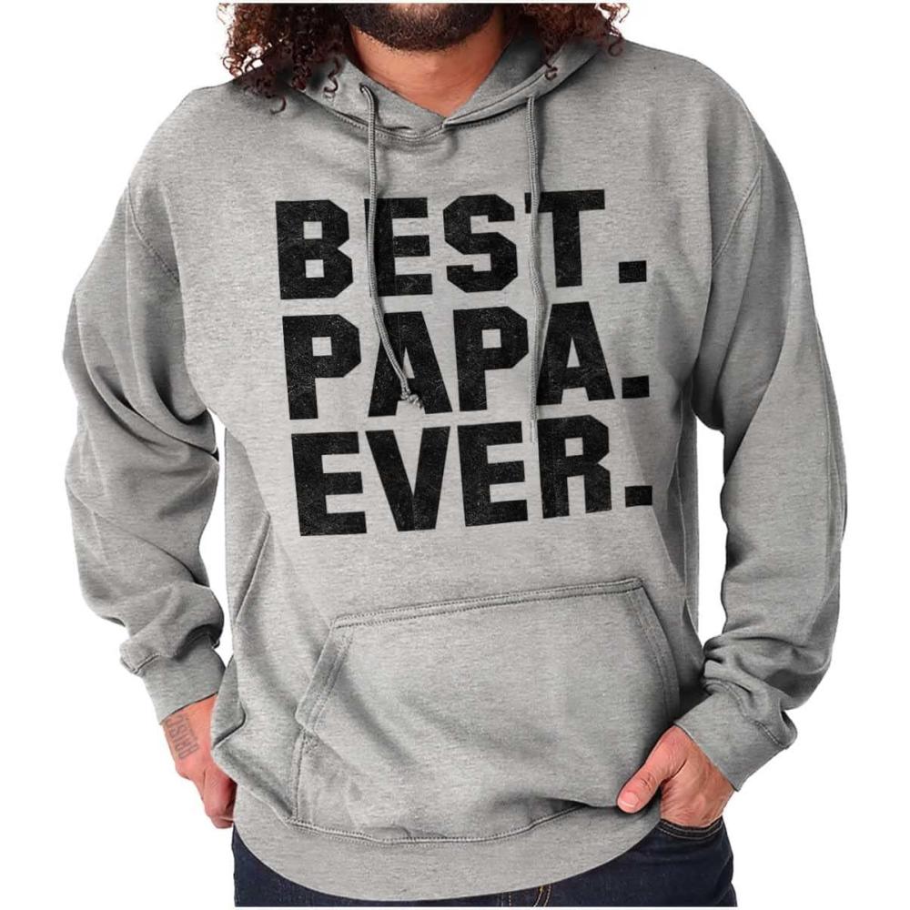 imageBrisco Brands Best Papa Ever Worlds Coolest Father Hoodie Hooded Sweatshirt MenSport Grey