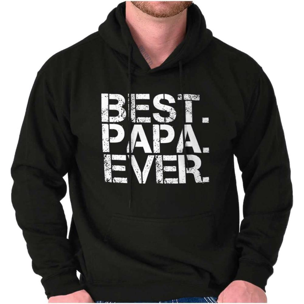 imageBrisco Brands Best Papa Ever Worlds Greatest Father Hoodie Hooded Sweatshirt MenBlack