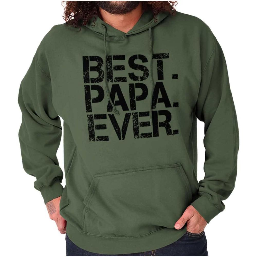 imageBrisco Brands Best Papa Ever Worlds Greatest Father Hoodie Hooded Sweatshirt MenMilitary Green
